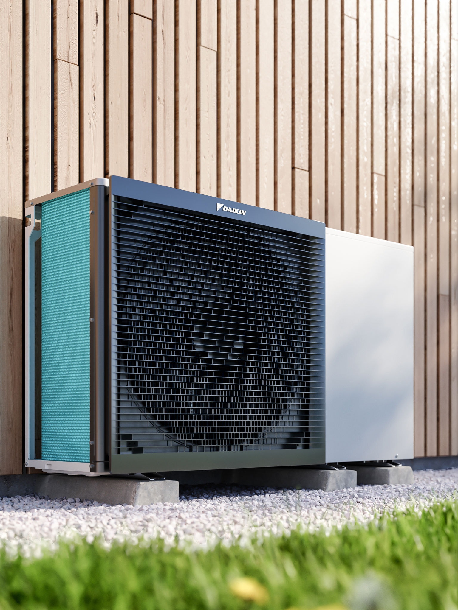 Zunanja enota Daikin Altherma na vrtu